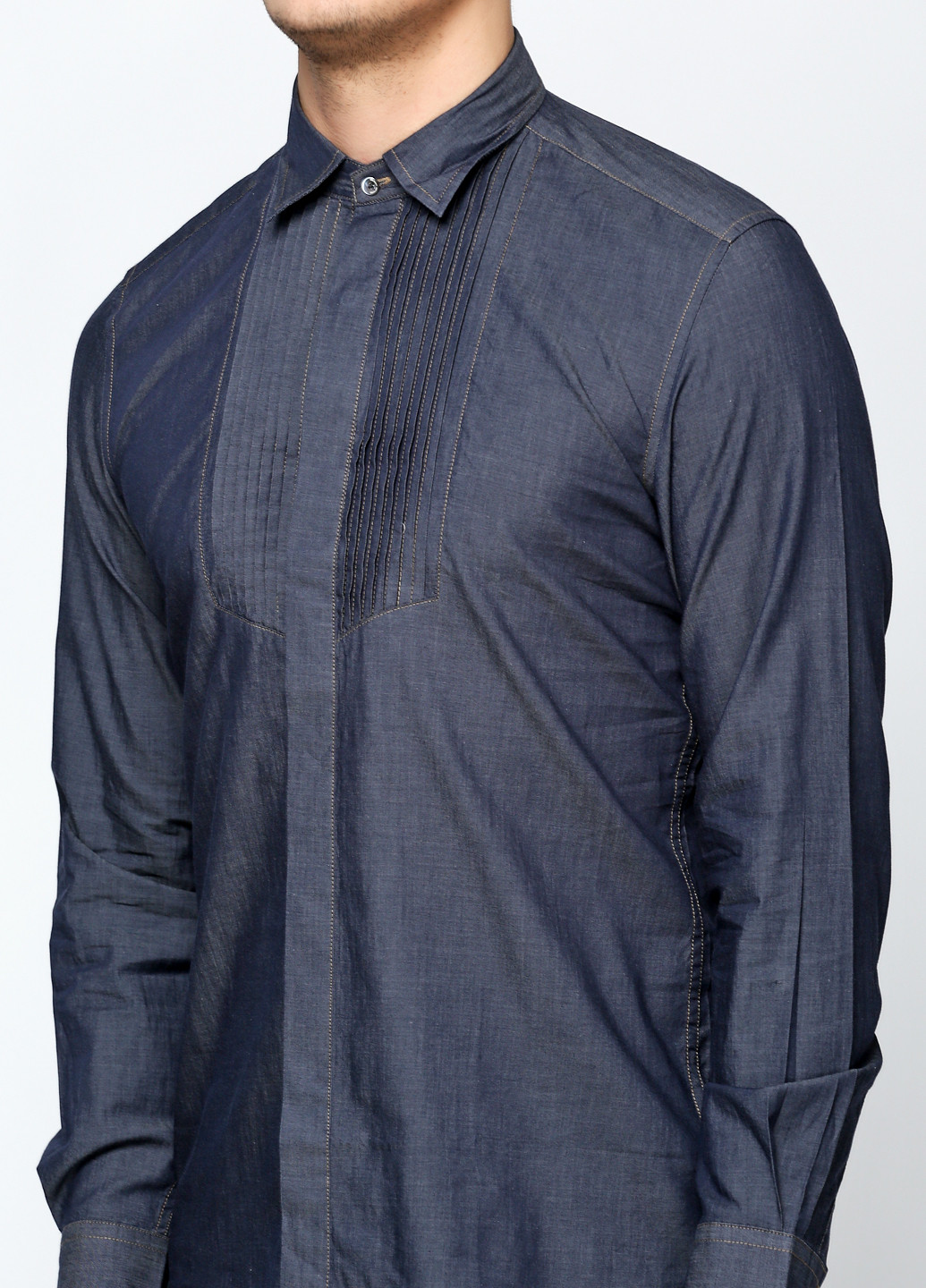 Темно-синяя кэжуал рубашка однотонная Antony Morato с длинным рукавом