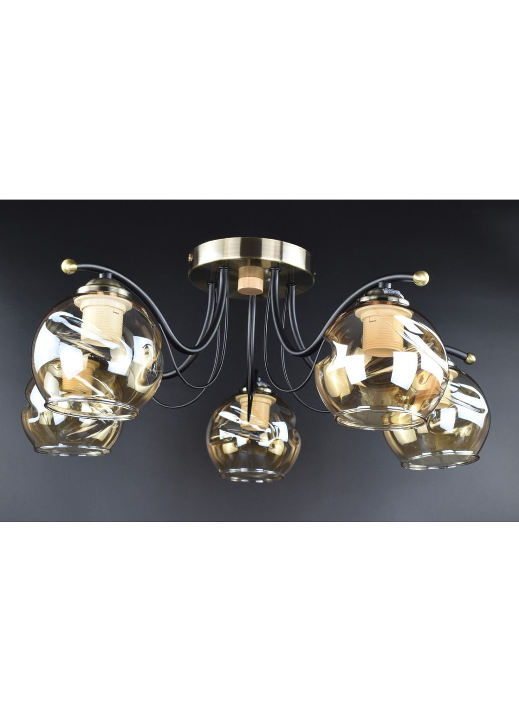 Люстра потолочная на 5 лампочек 7075/5 Черный 23х56х56 см. Sunnysky (253629521)