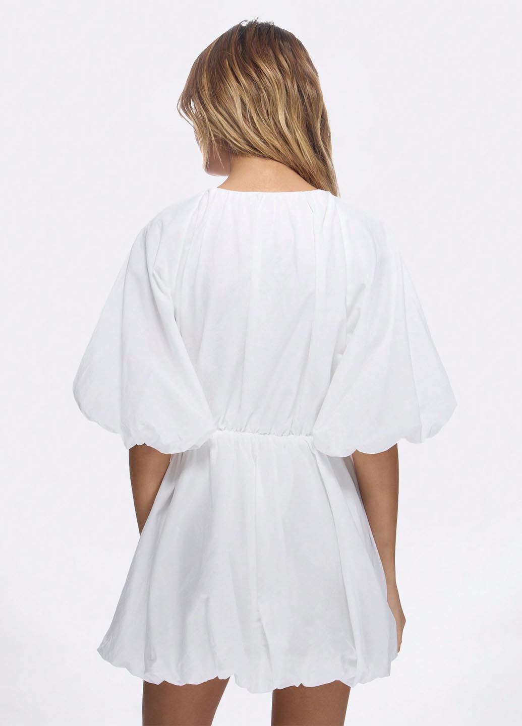 Белое кэжуал платье а-силуэт SHEIN однотонное