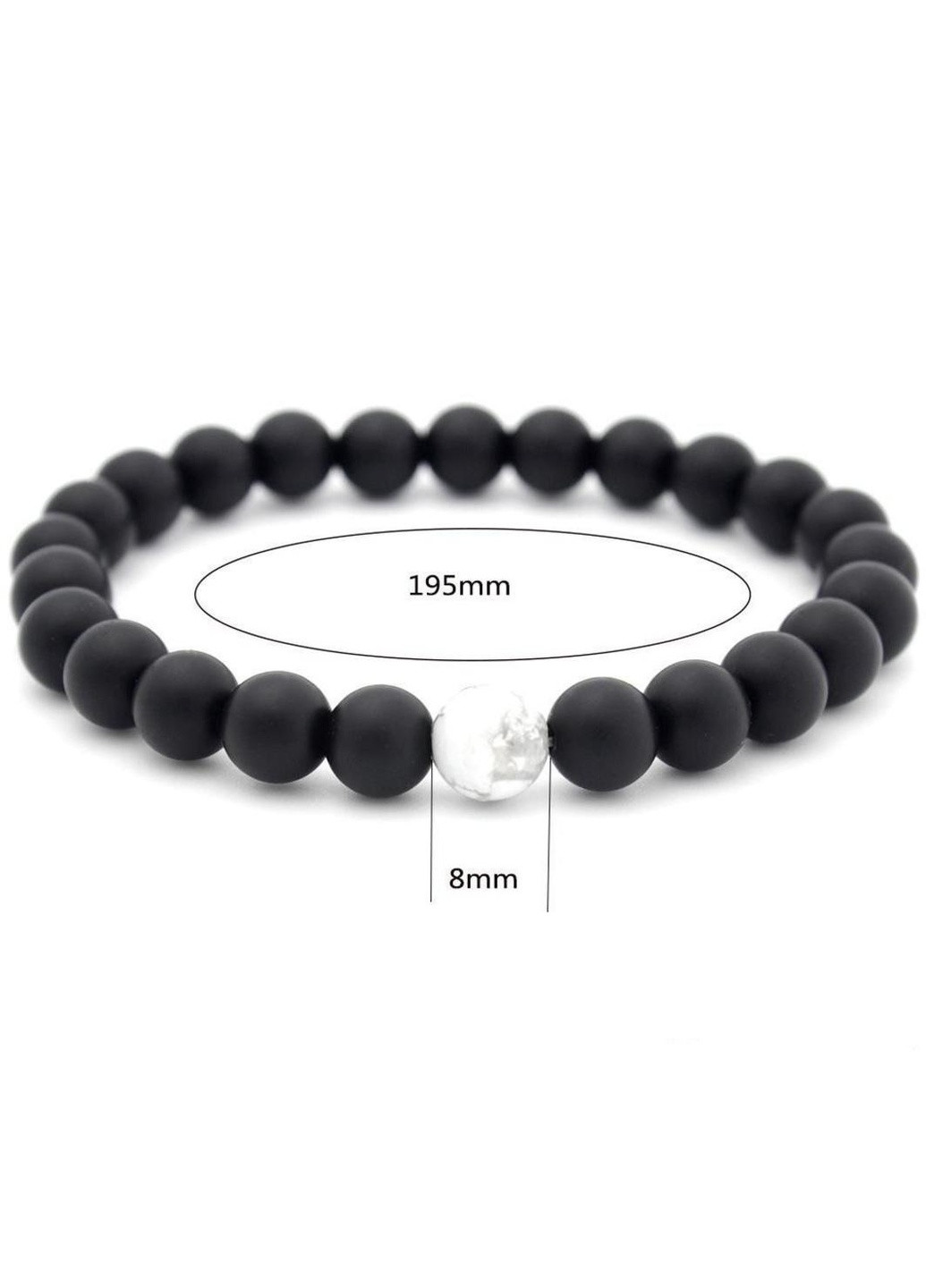 Парные браслеты для влюбленных из черных и белых натуральных камней No Brand (254401080)