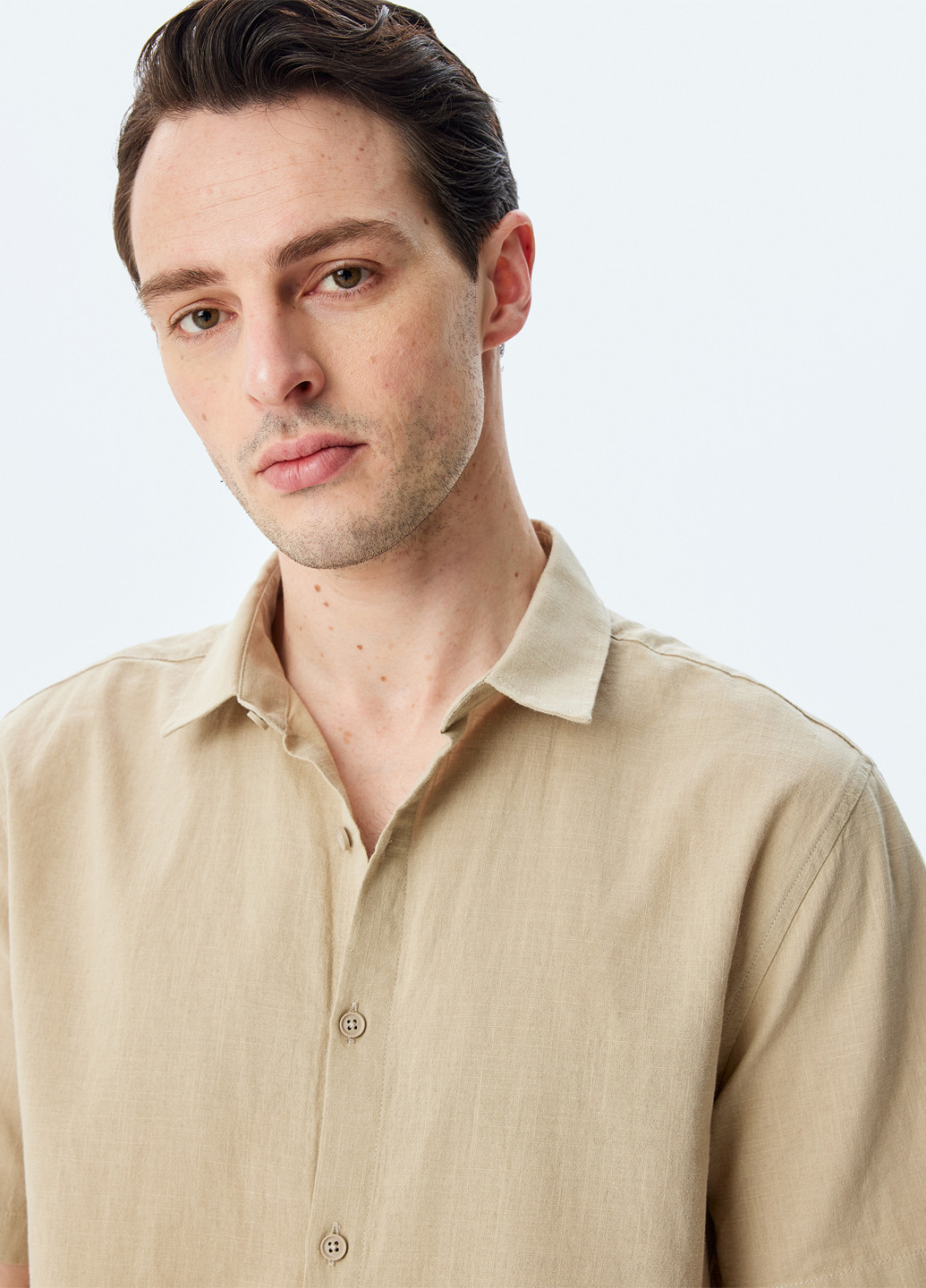 Бежевая кэжуал рубашка однотонная KOTON