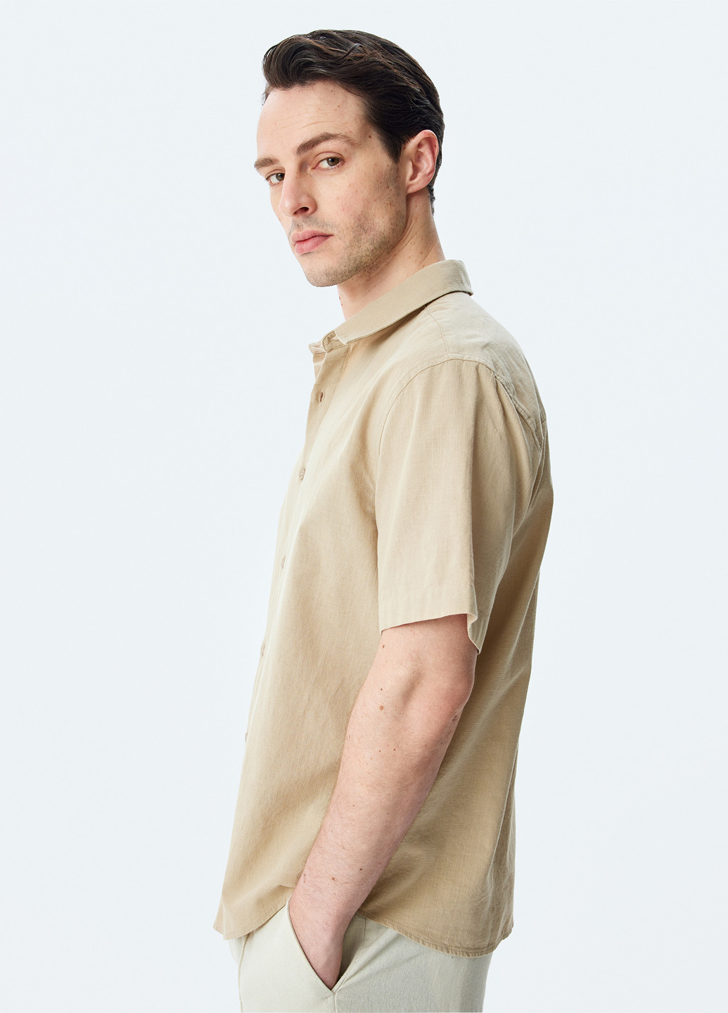 Бежевая кэжуал рубашка однотонная KOTON