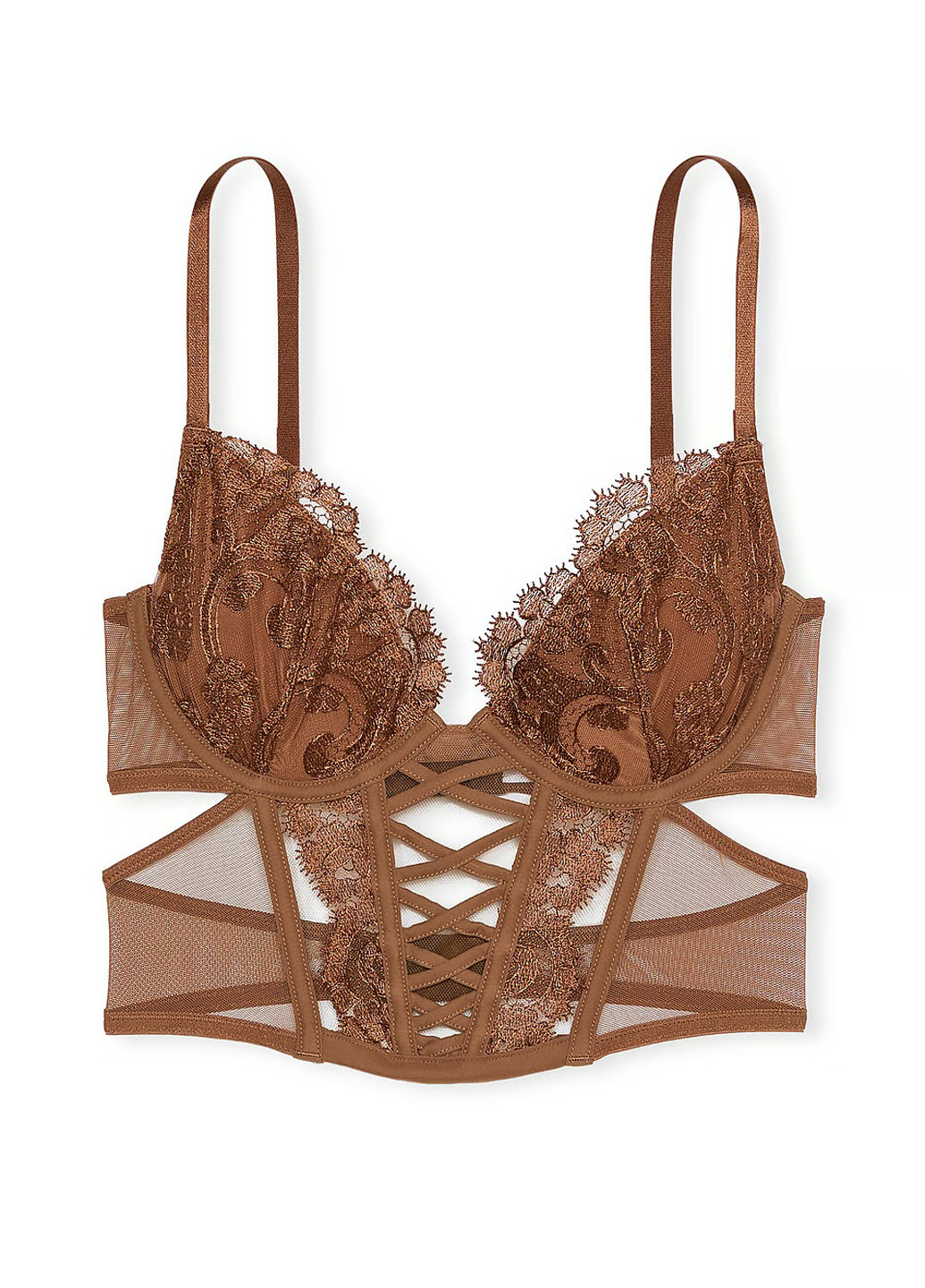 Коричневый демисезонный комплект (бюстье, трусики) Victoria's Secret