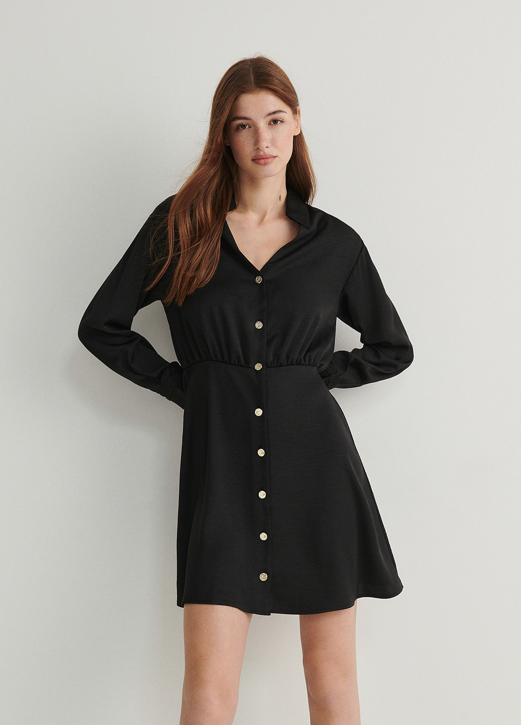 Чорна кежуал сукня сукня-сорочка Reserved однотонна