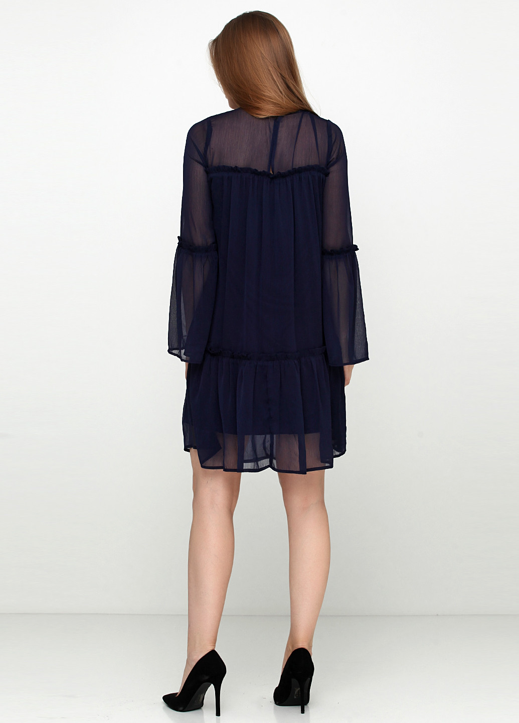 Темно-синее кэжуал платье а-силуэт, на подкладе H&M однотонное