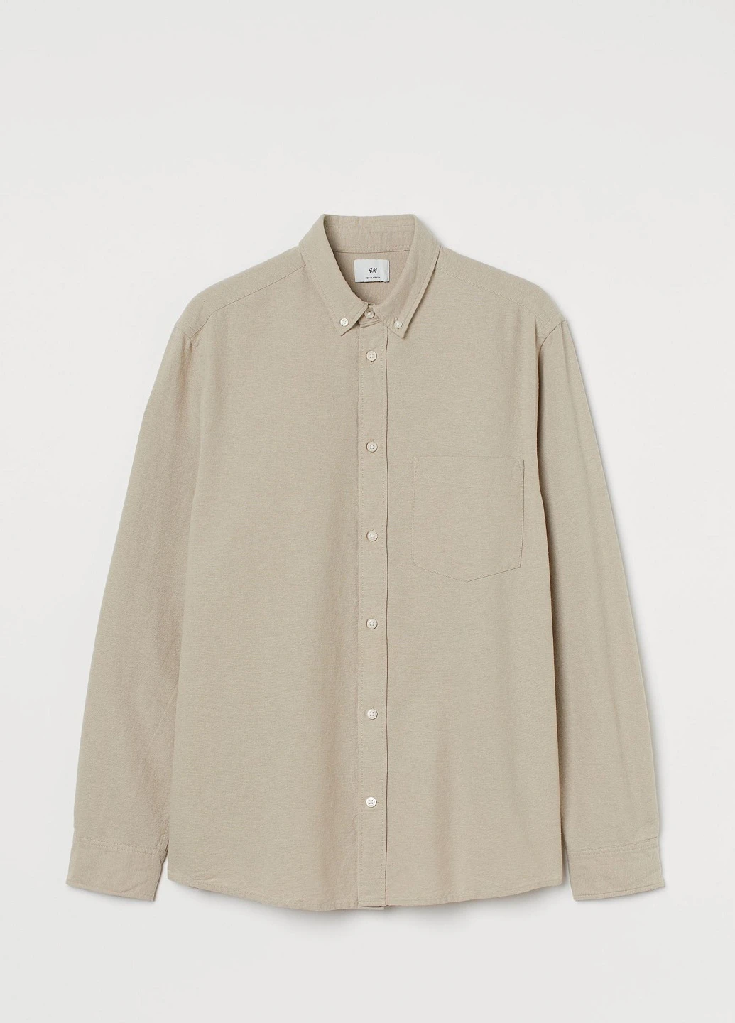 Бежевая рубашка однотонная H&M