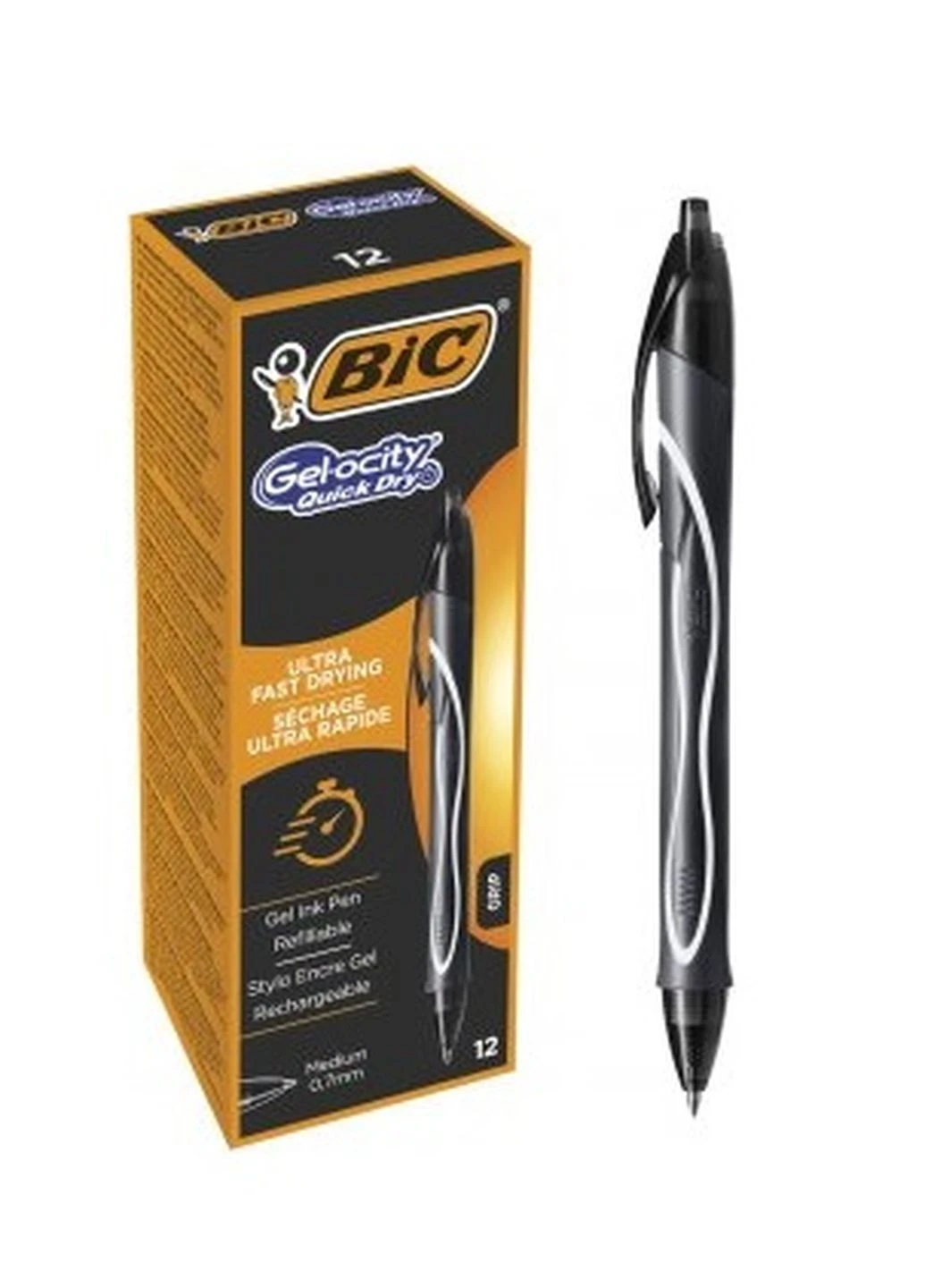 Набор гелевых ручек Gelocity Quick Dry Черный 0.7 мм 12 шт Bic (248072158)