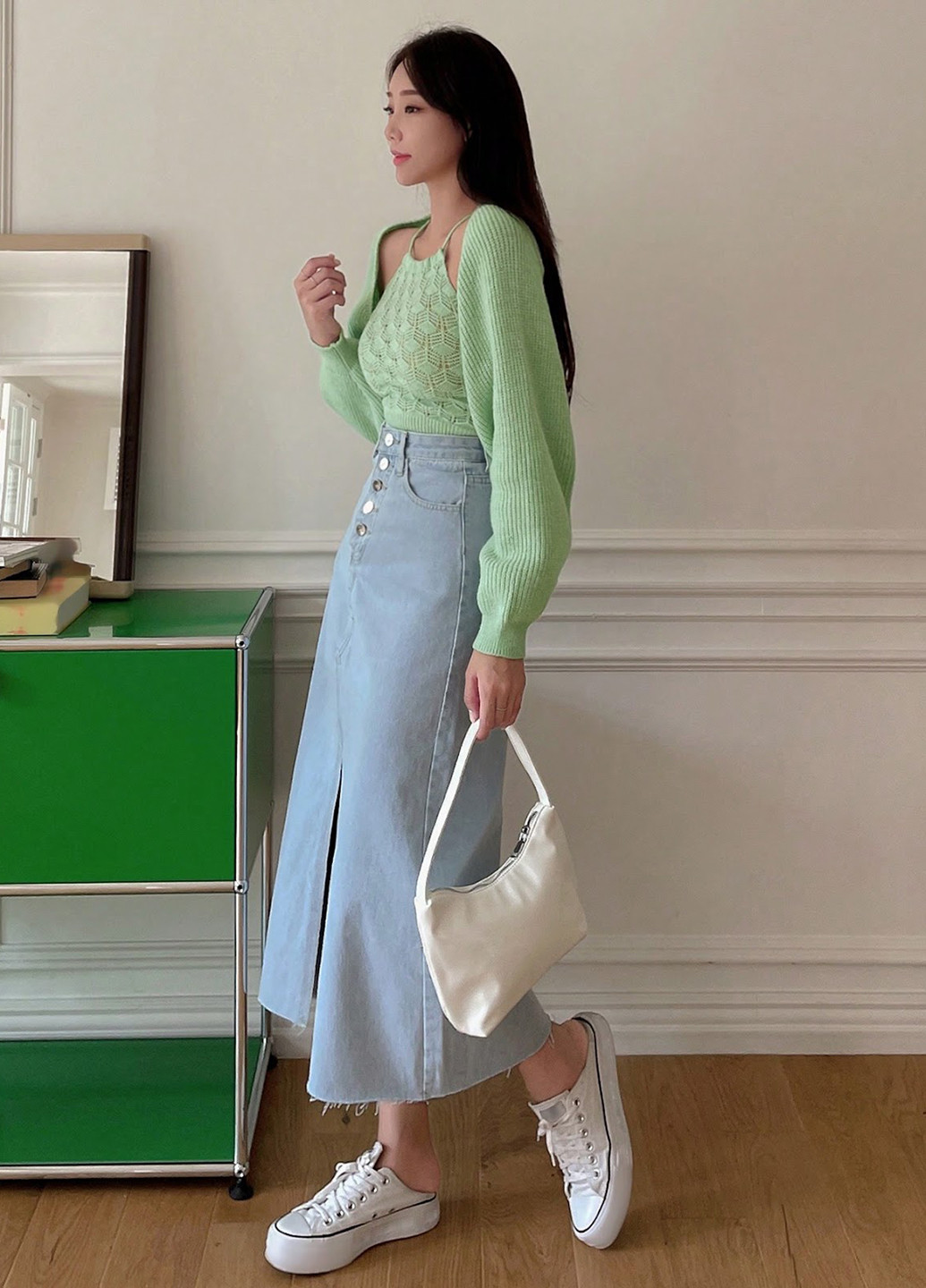 Зеленый демисезонный кардиган SHEIN