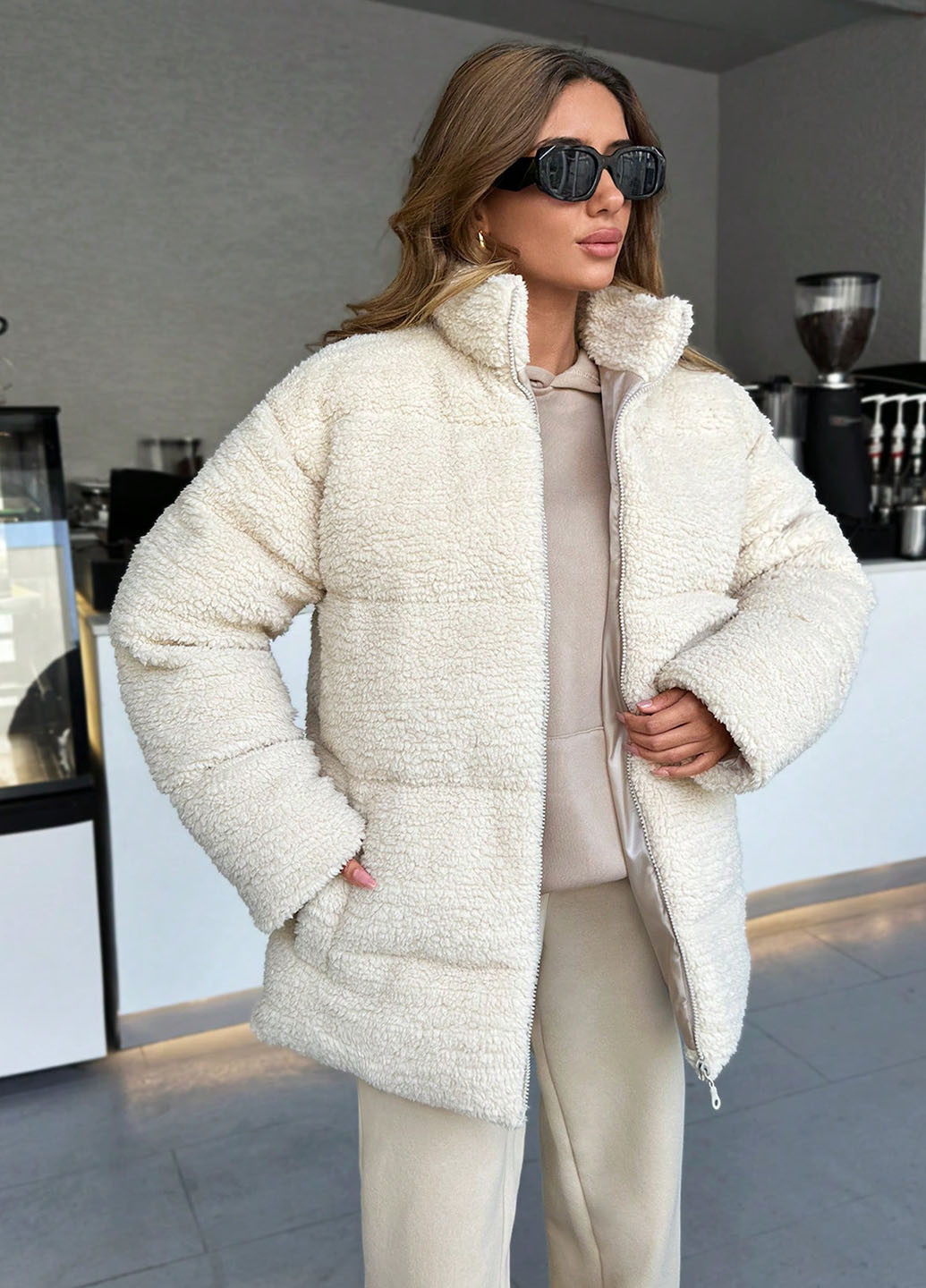 Світло-бежева зимня куртка SHEIN