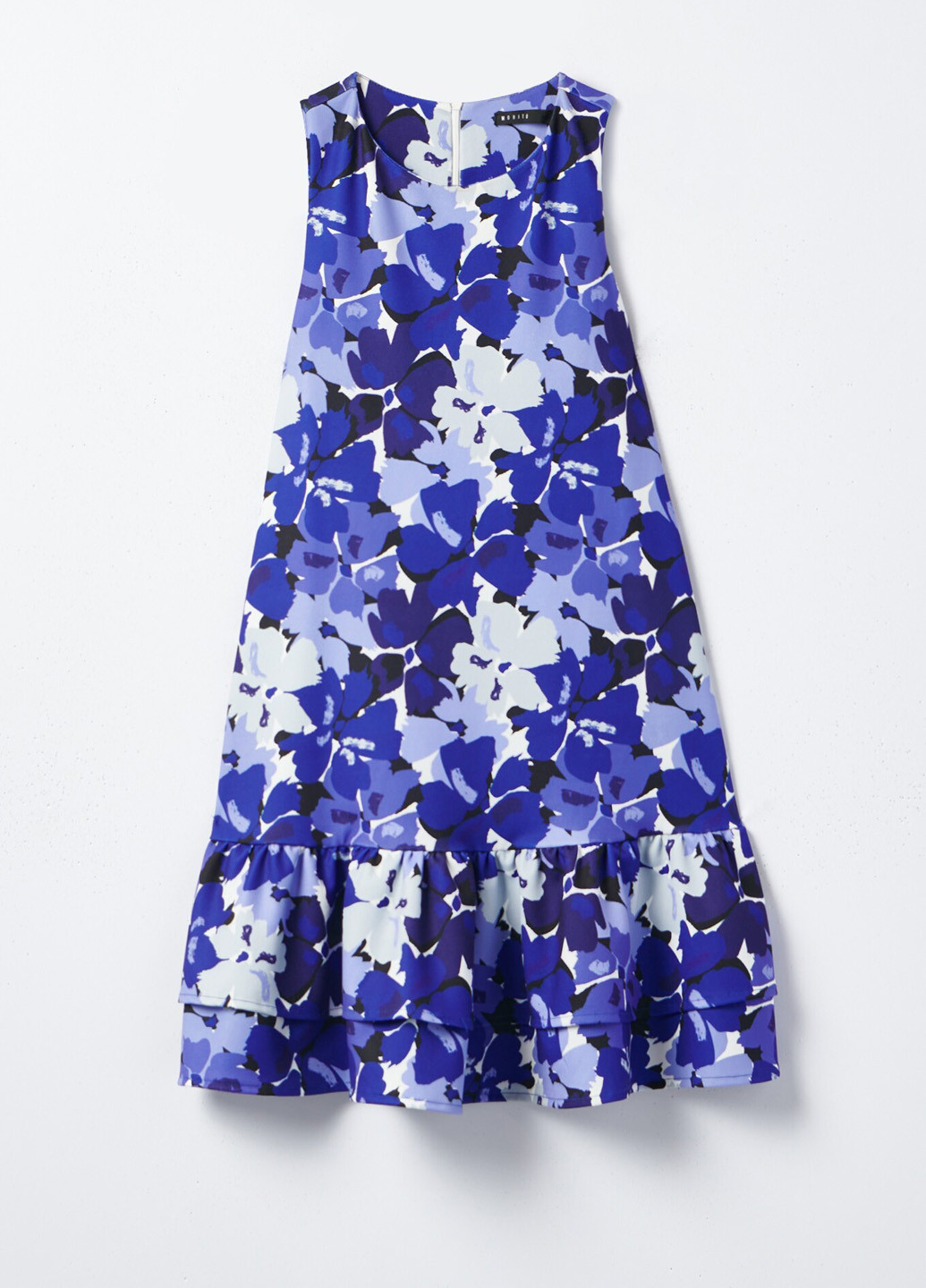 Синее кэжуал платье а-силуэт Mohito с цветочным принтом