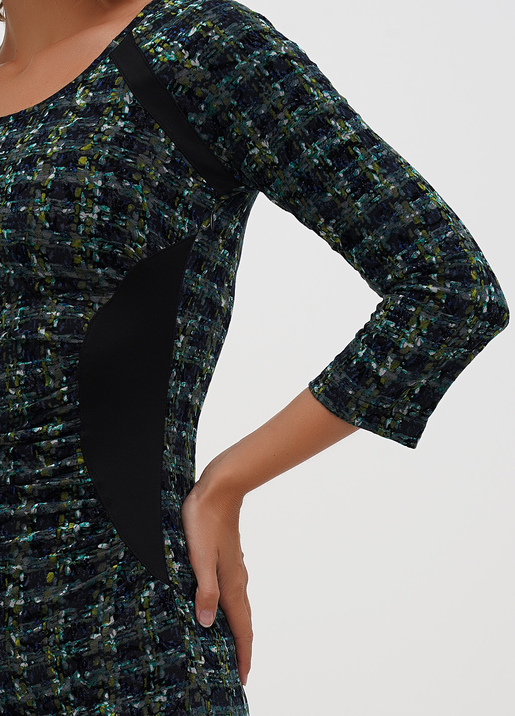 Комбінована кежуал сукня силуетна Sassofono в клітинку