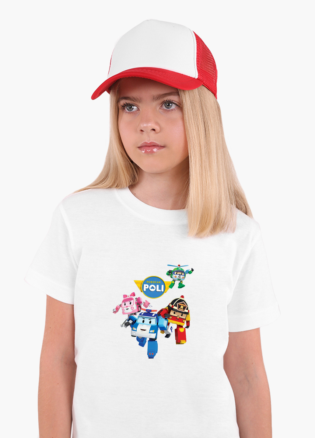Белая демисезонная футболка детская робокар поли (robocar poli) белый (9224-1618) 164 см MobiPrint