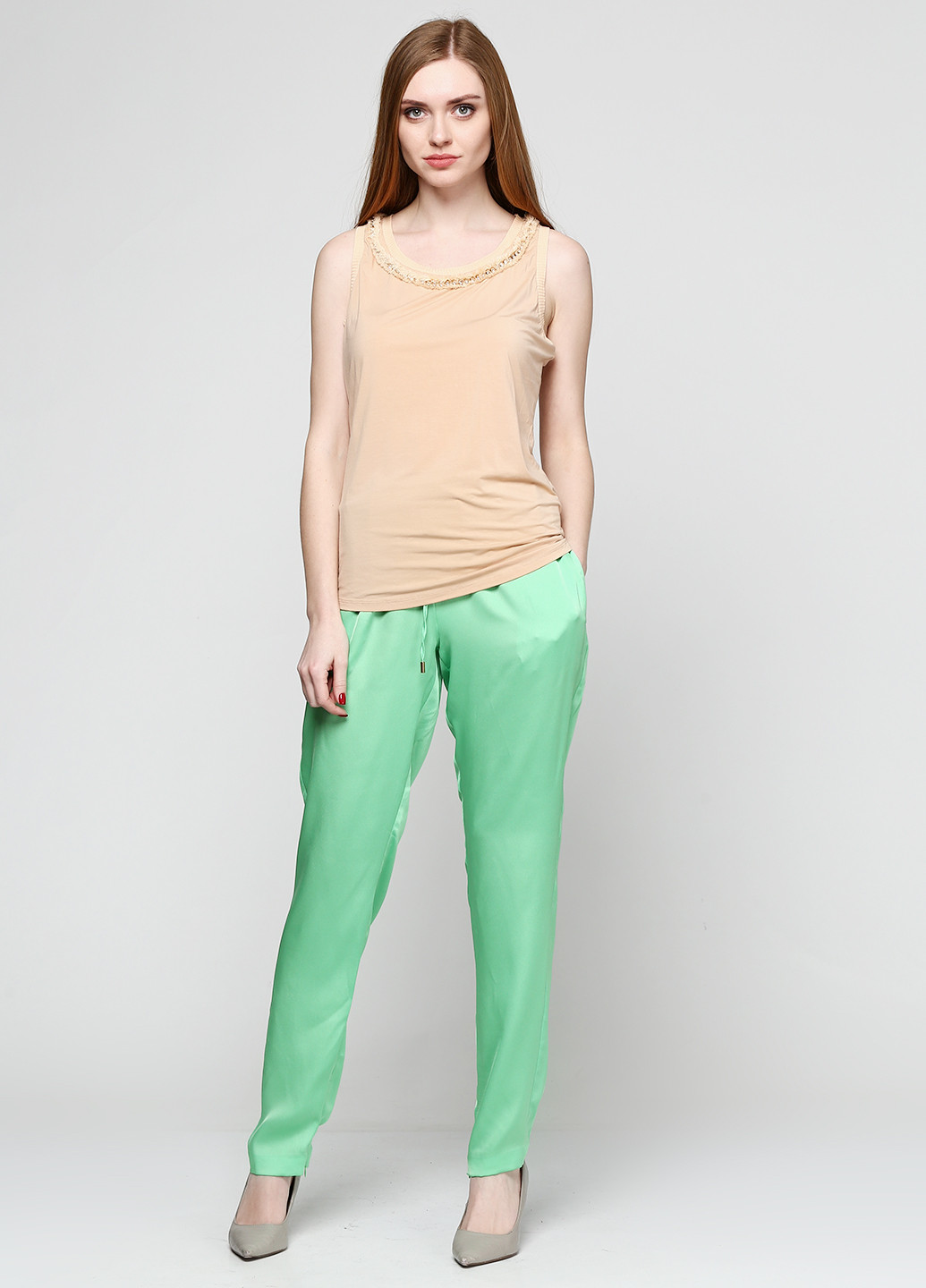 Зеленые кэжуал летние прямые брюки Sassofono