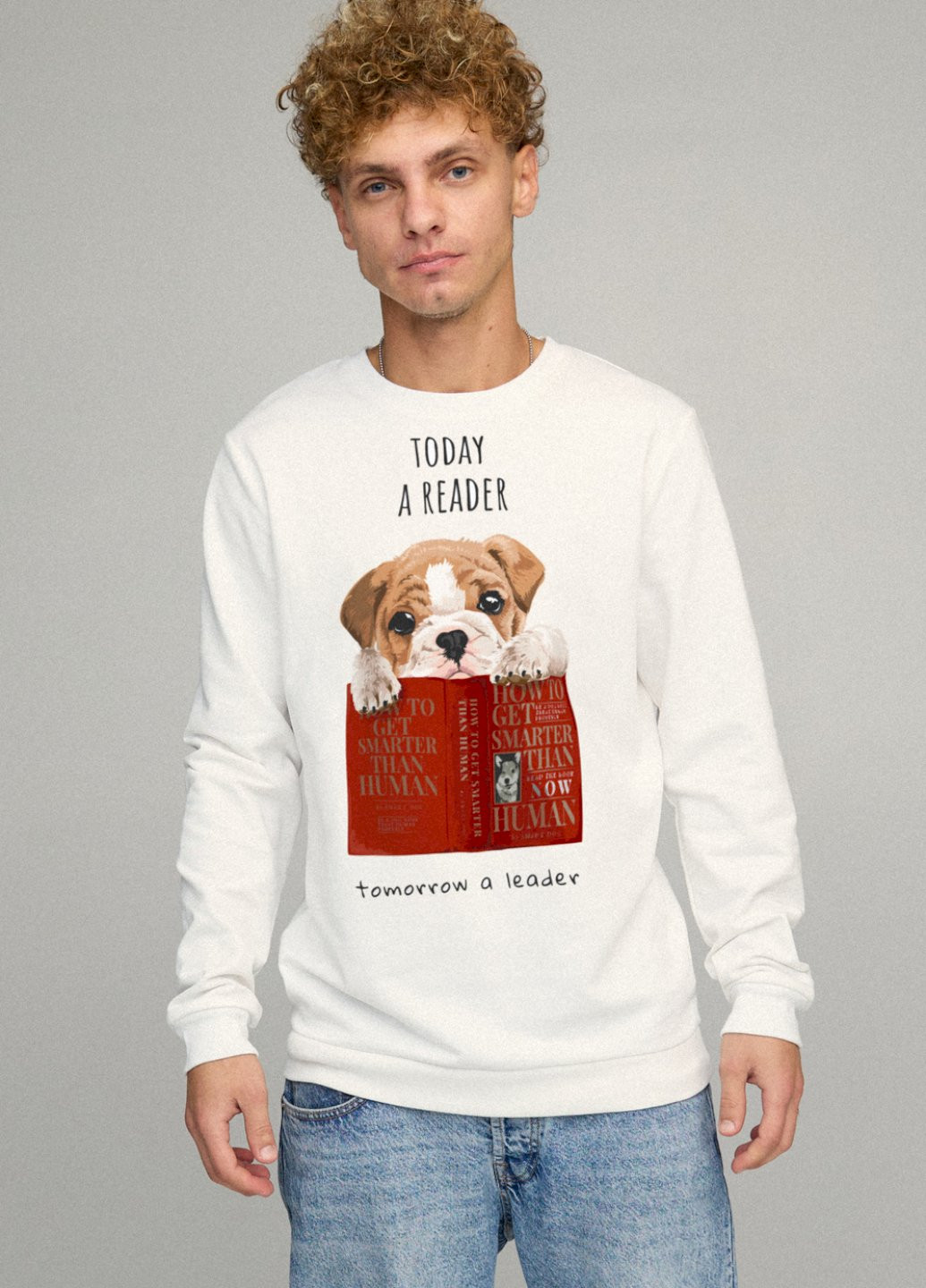 Білий світшот чоловічий basic /no flis/ YAPPI малюнок (251791422)