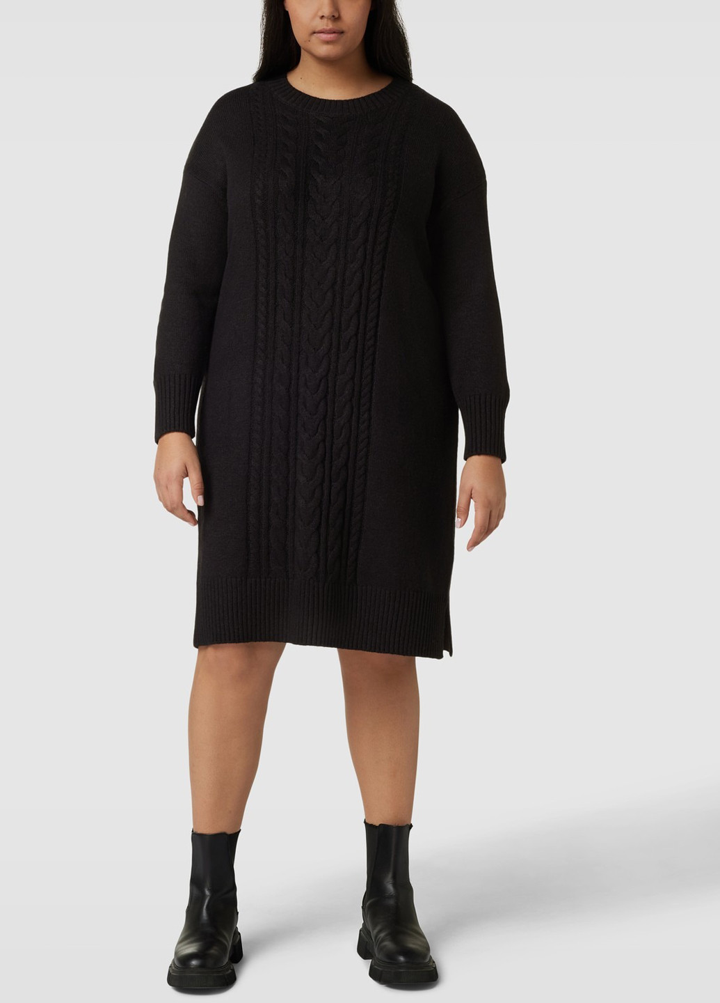Черное кэжуал платье платье-свитер Tom Tailor однотонное