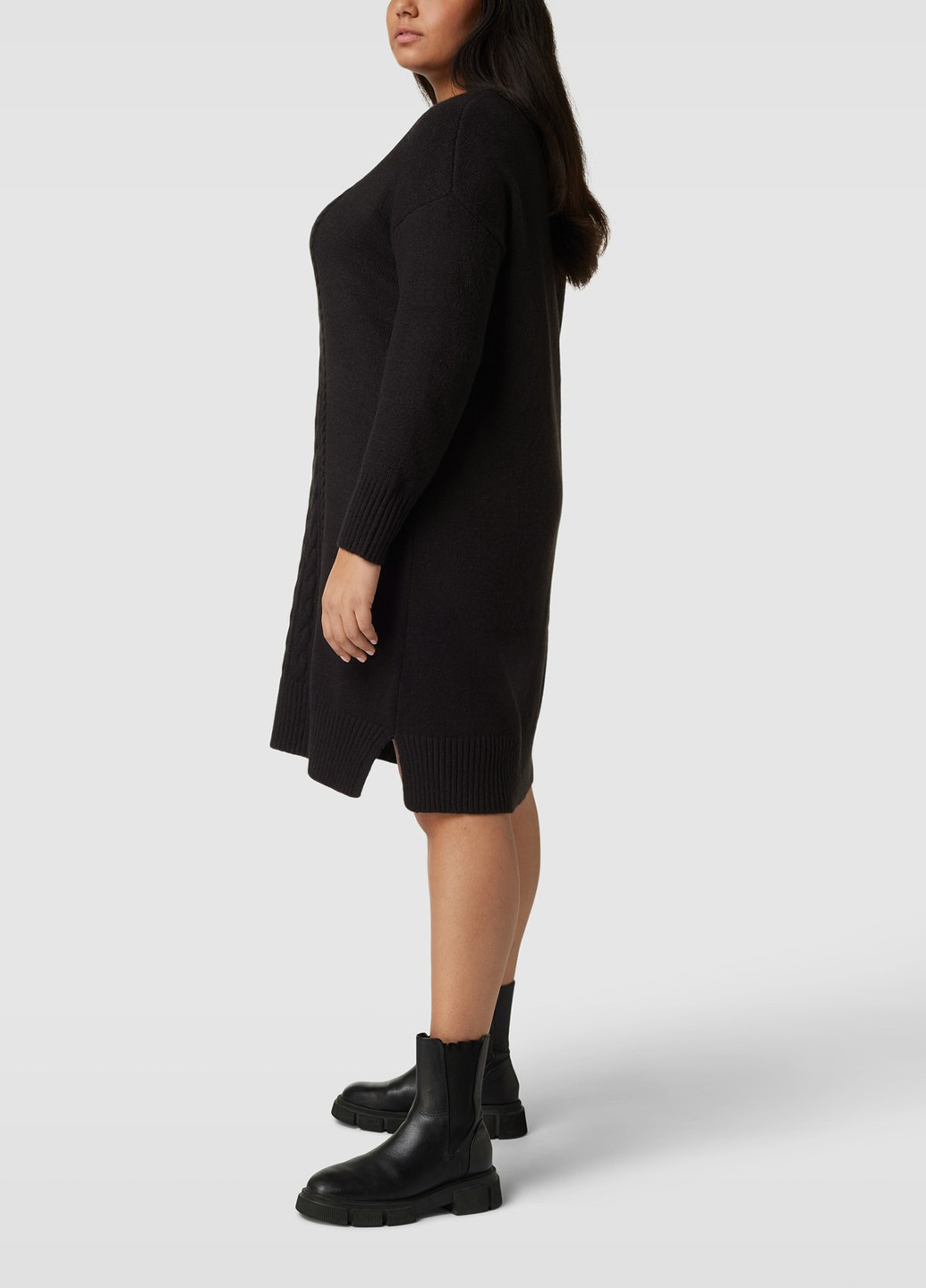 Черное кэжуал платье платье-свитер Tom Tailor однотонное