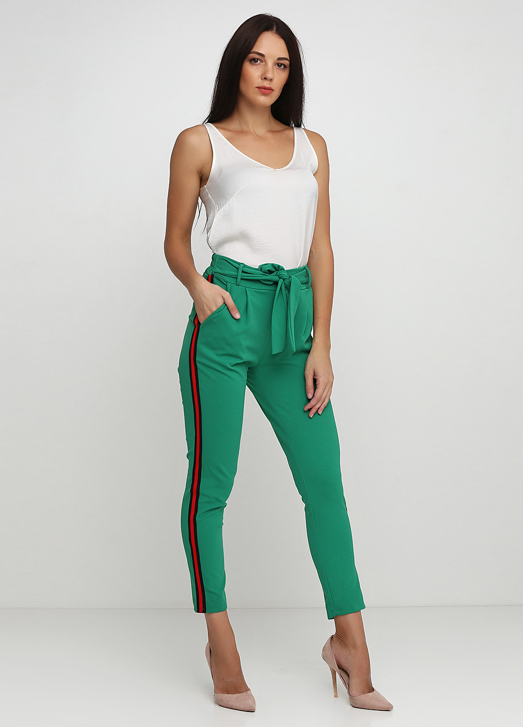 Зеленые кэжуал демисезонные зауженные брюки New Collection