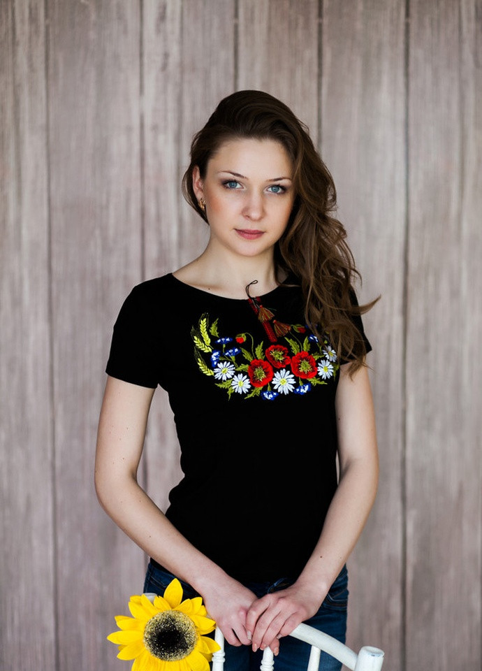 Жіноча вишита футболка Вінок з колосками Melanika (252854271)