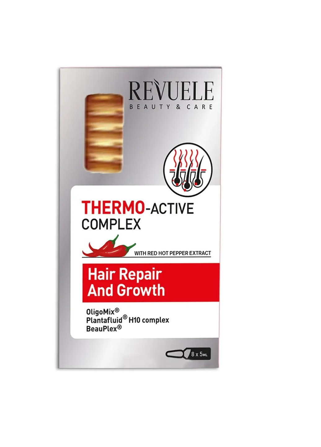Термо активный комплекс для активации роста волос в ампулах Восстановление + Рост 8х5 мл REVUELE (253477491)