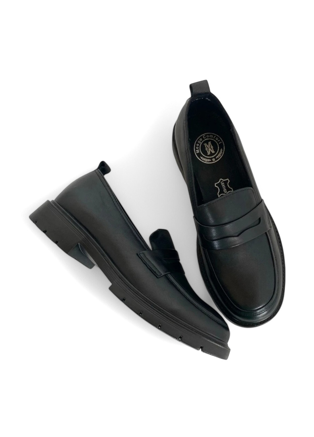 Meego Туфли лоферы черный з натуральная кожа, румыния — демисезон (322563164)