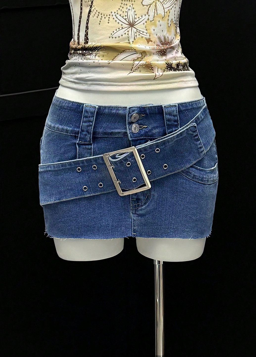 Синяя джинсовая варенка юбка SHEIN