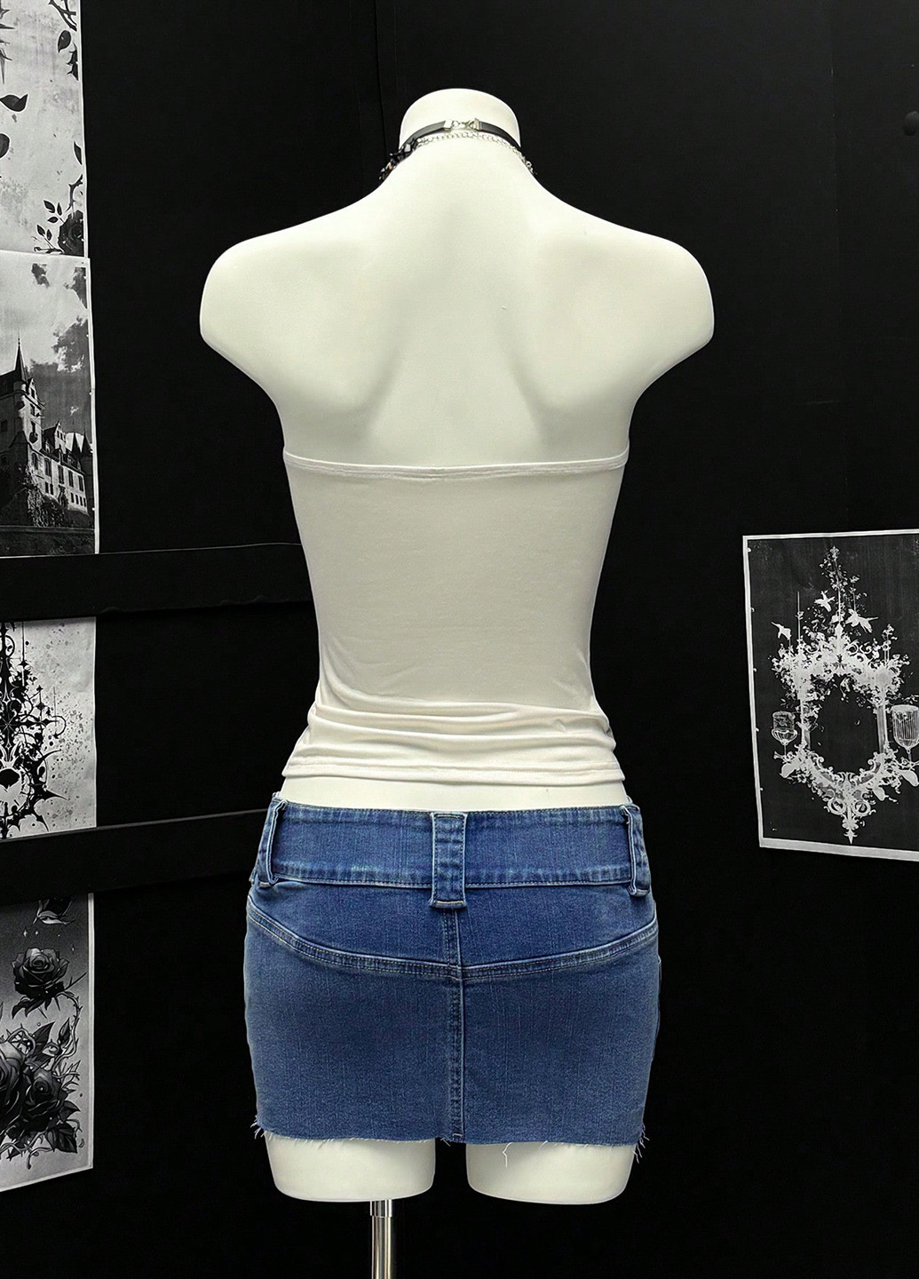 Синяя джинсовая варенка юбка SHEIN