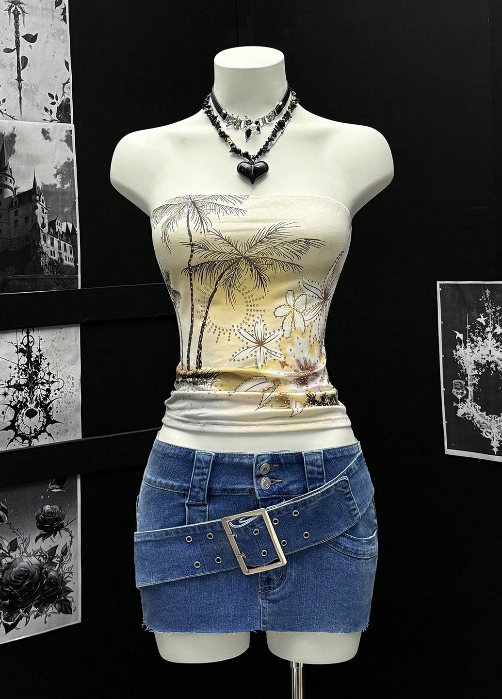 Синяя джинсовая варенка юбка SHEIN