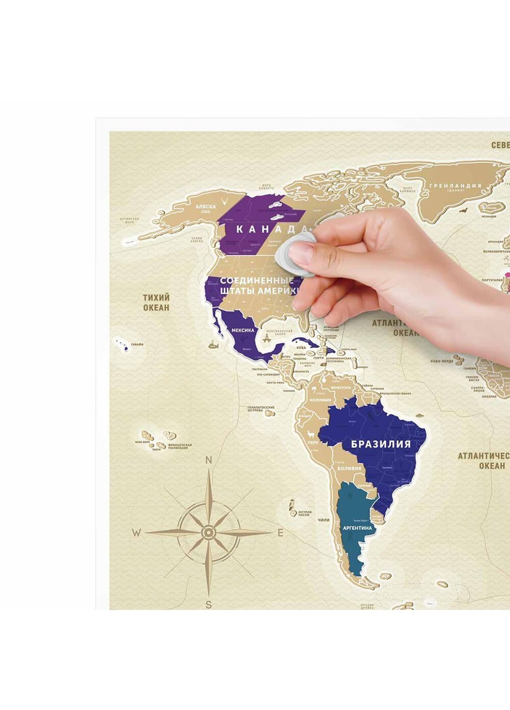 Скретч карта мира "Travel Map Gold World" (рус) (тубус) 1DEA.me (254288770)