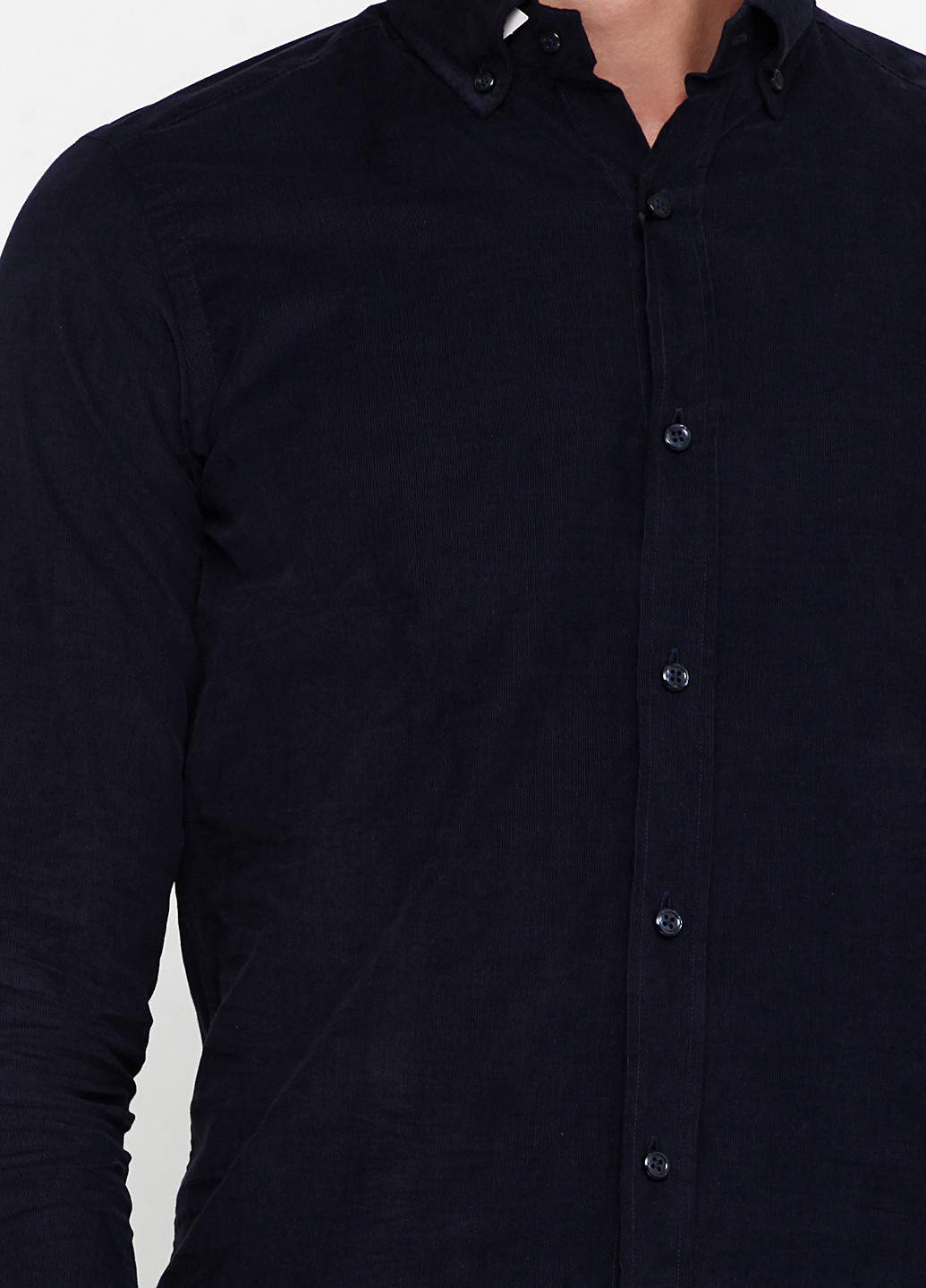 Темно-синяя кэжуал рубашка однотонная Massimo Dutti
