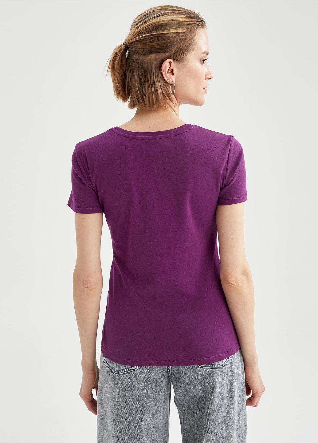 Фиолетовая летняя футболка DeFacto