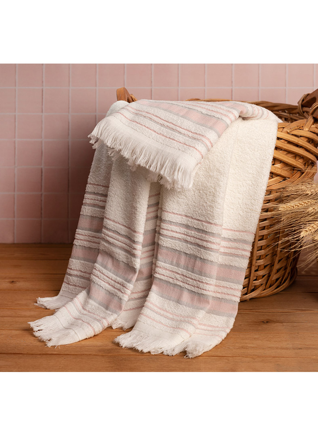 English Home полотенце (2 шт.) полоска розовый производство - Турция