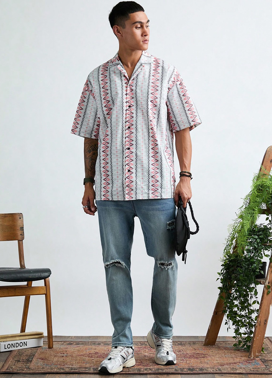 Цветная кэжуал рубашка с геометрическим узором SHEIN