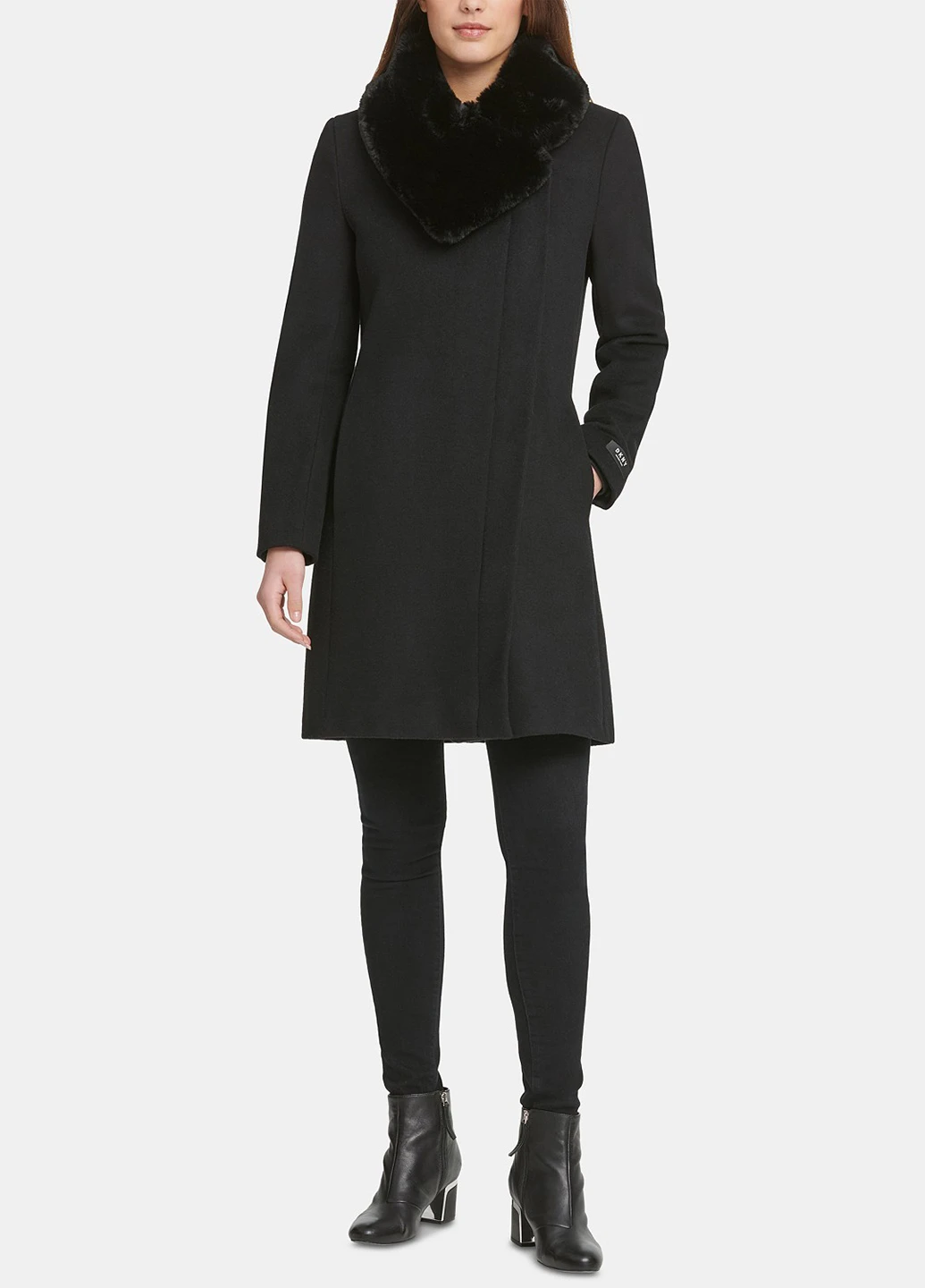 Чорне демісезонне Пальто DKNY