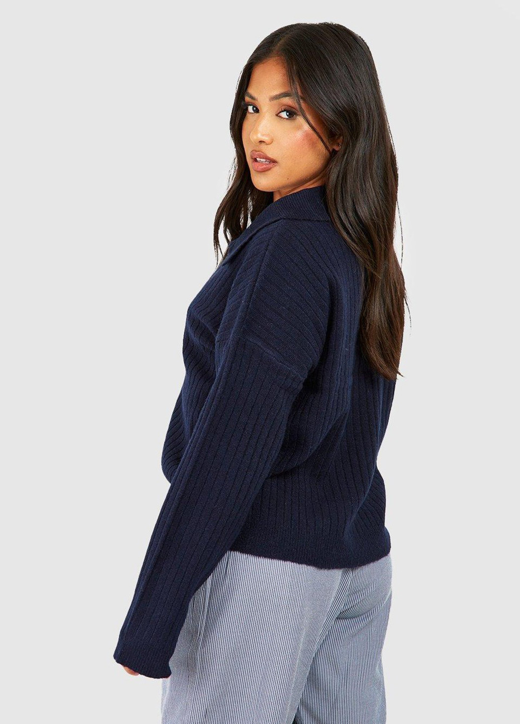 Темно-синій зимовий светр Boohoo