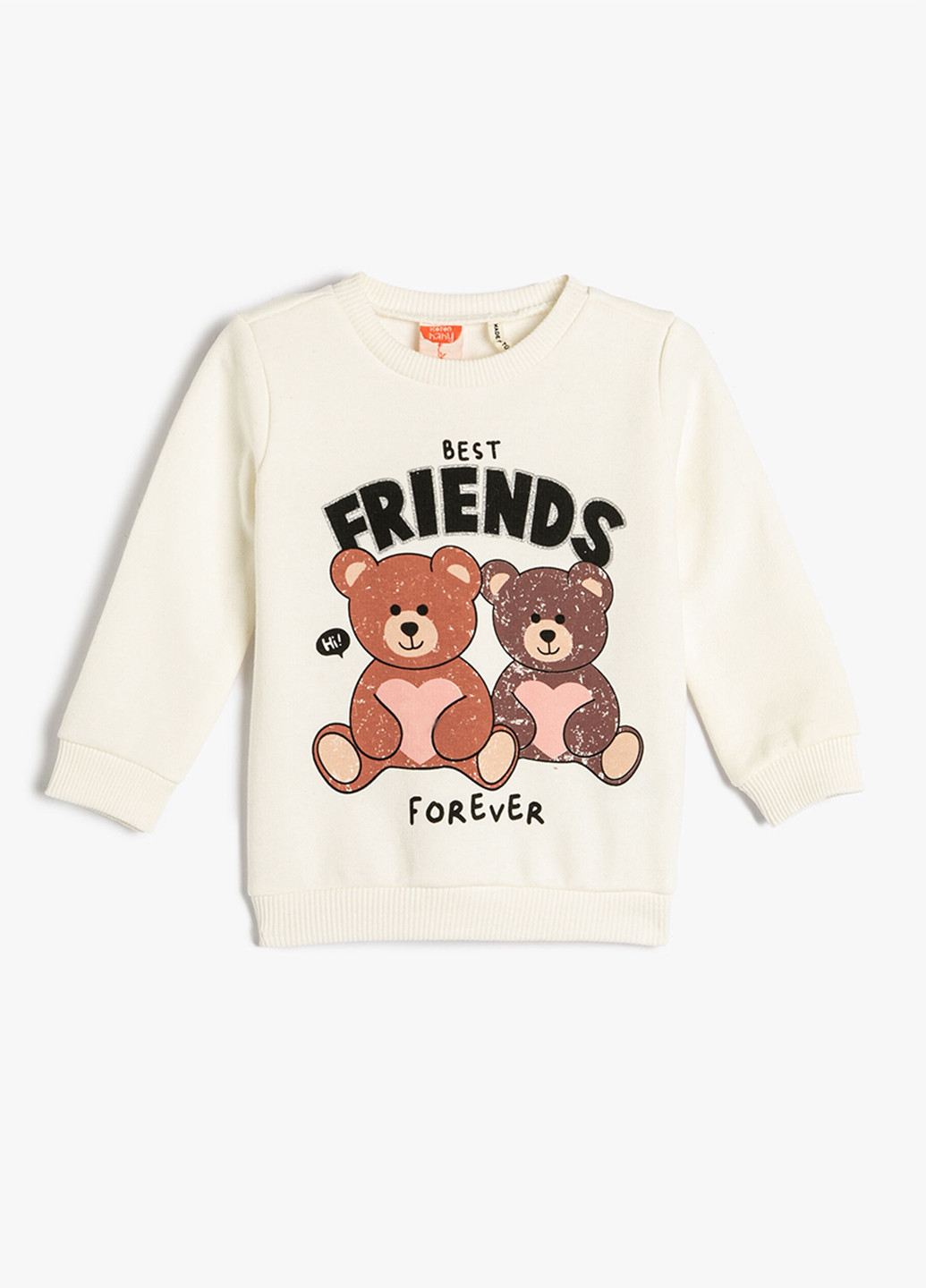 KOTON свитшот рисунок молочный кэжуал хлопок, трикотаж