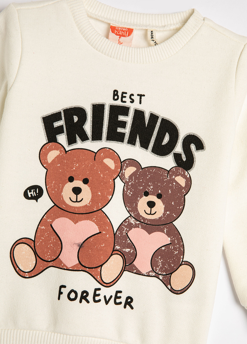 KOTON свитшот рисунок молочный кэжуал хлопок, трикотаж