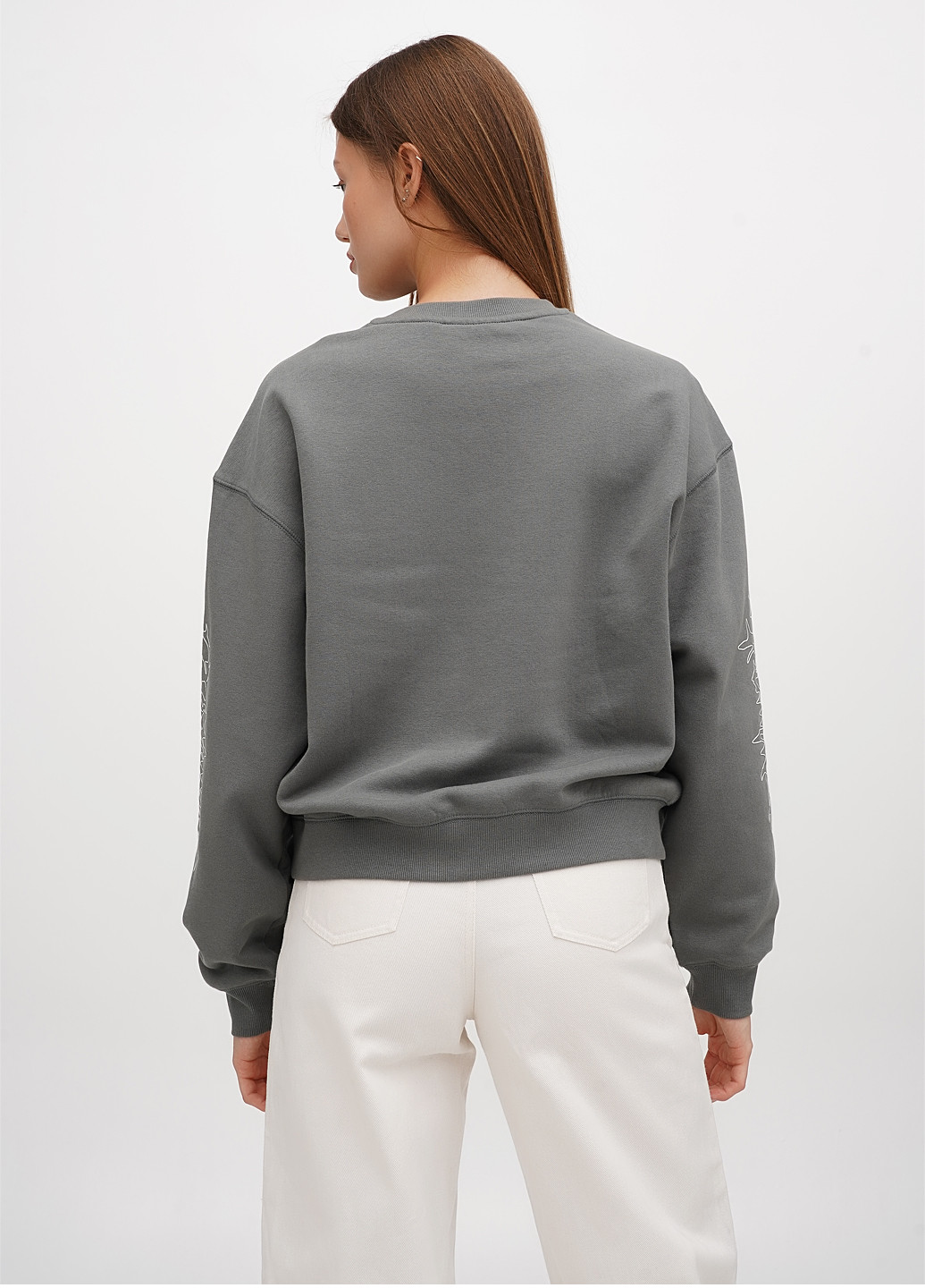 Сірий світшот Weekday малюнок без декору (303322097)