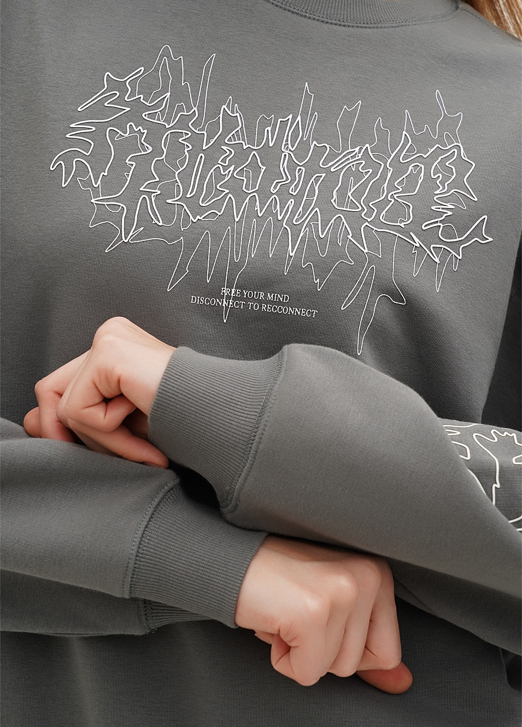 Сірий світшот Weekday малюнок без декору (303322097)