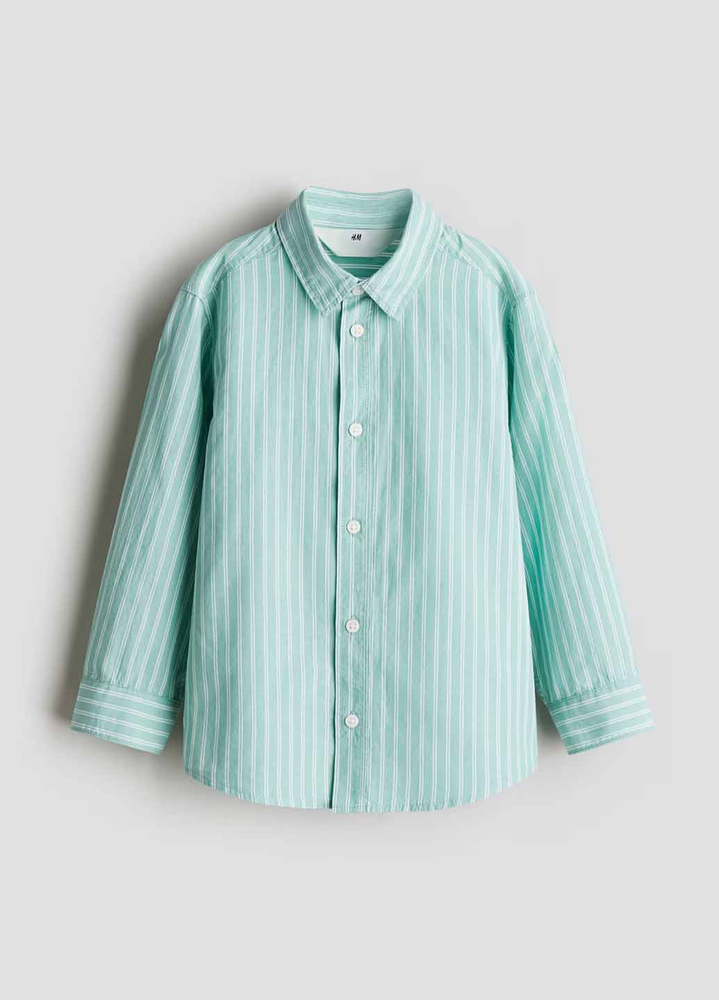 Светло-бирюзовая кэжуал рубашка в полоску H&M