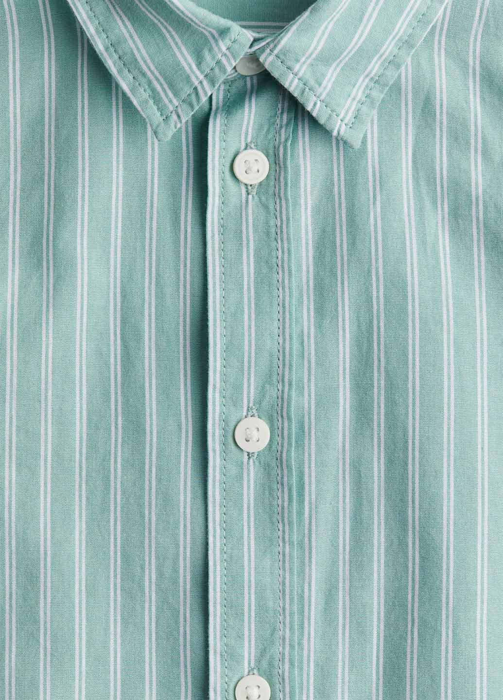 Светло-бирюзовая кэжуал рубашка в полоску H&M