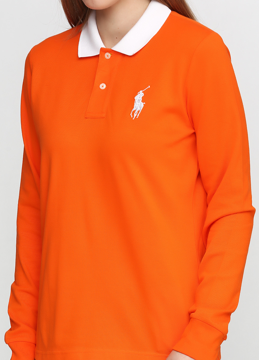 Оранжевая женская футболка-поло Ralph Lauren однотонная