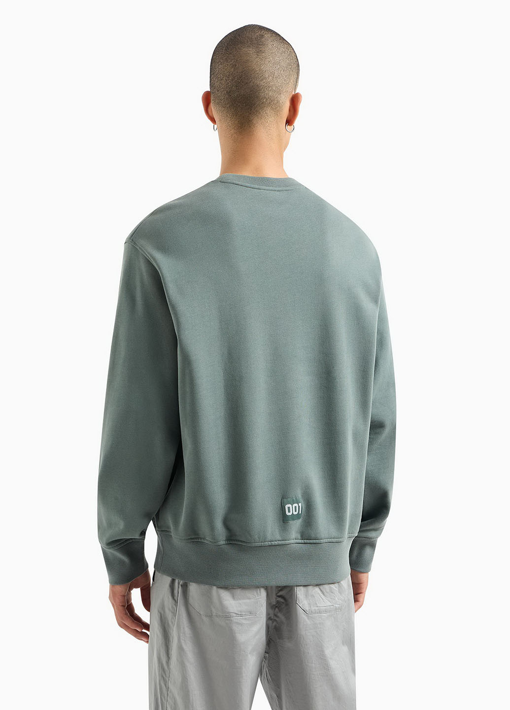 Сіро-зелений світшот Armani Exchange однотонний вишивка (365697296)