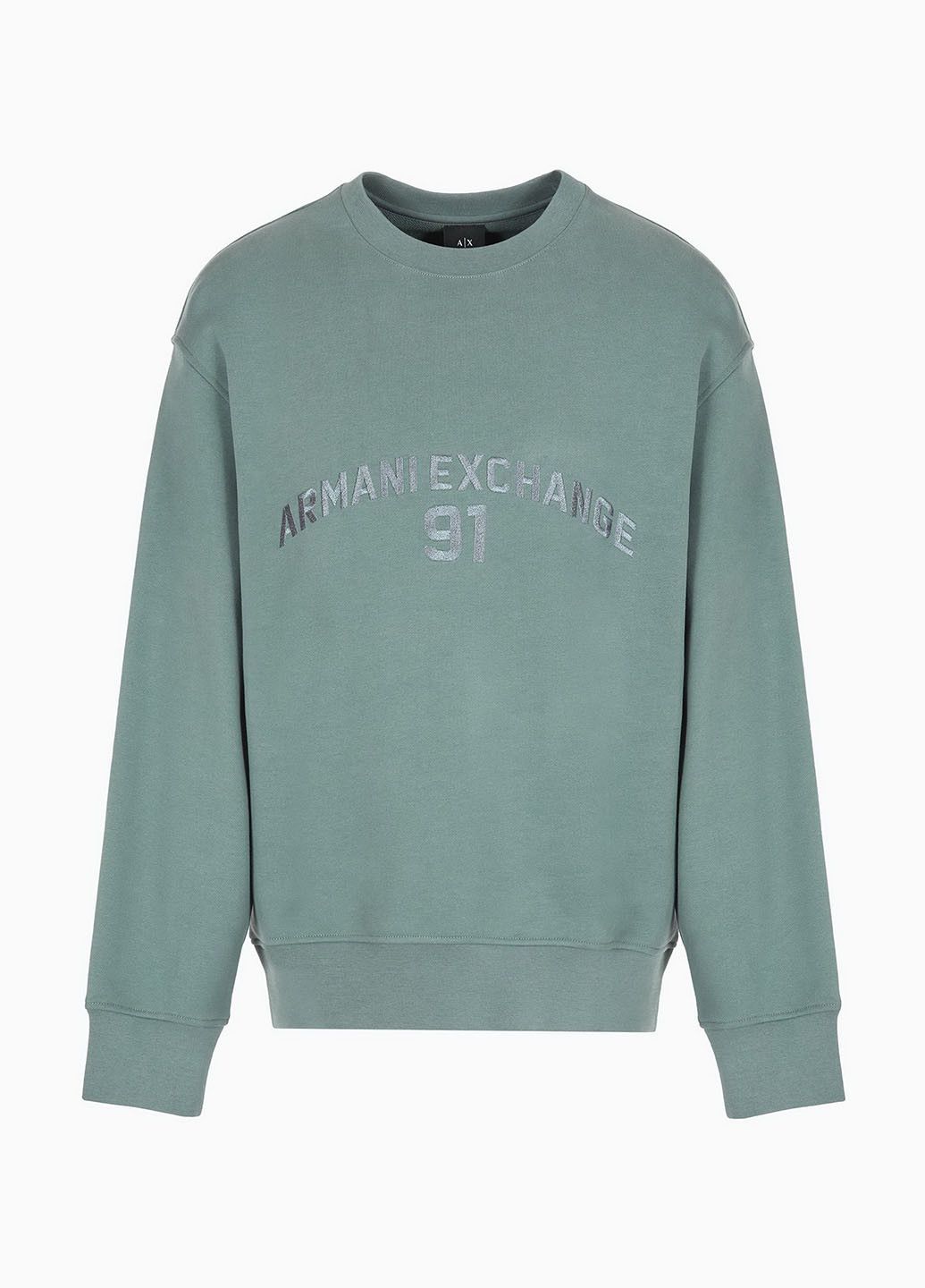 Сіро-зелений світшот Armani Exchange однотонний вишивка (365697296)