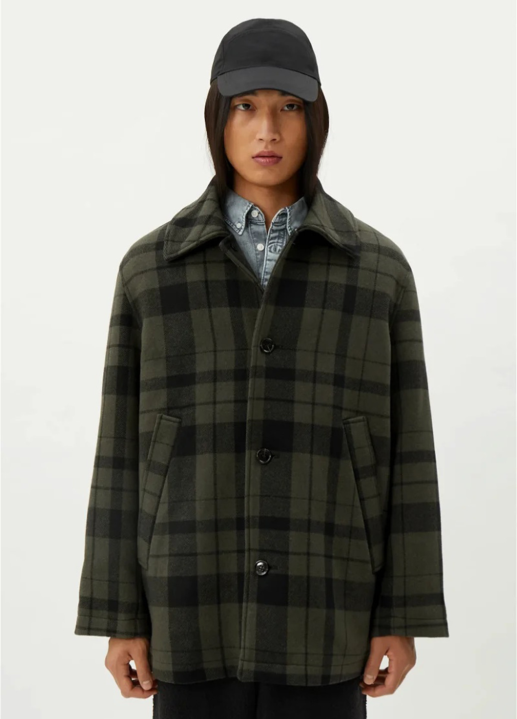 Оливковое (хаки) демисезонное Пальто пальто-рубашка Weekday