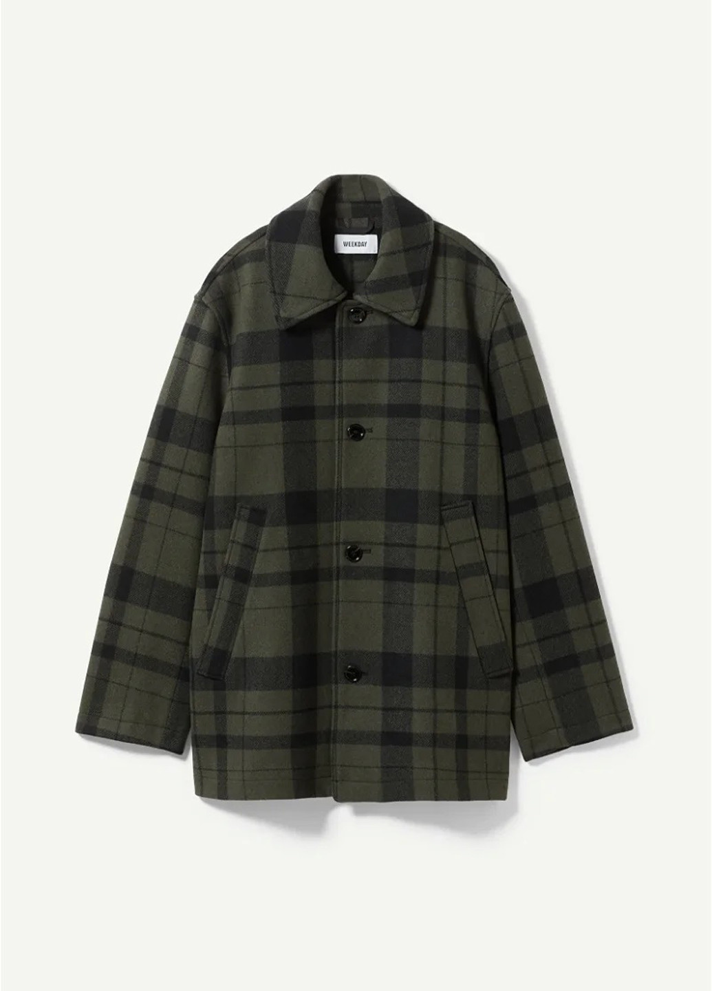 Оливковое (хаки) демисезонное Пальто пальто-рубашка Weekday