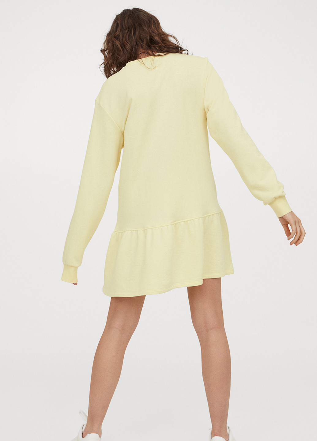 Светло-желтое кэжуал платье платье-худи, а-силуэт H&M однотонное