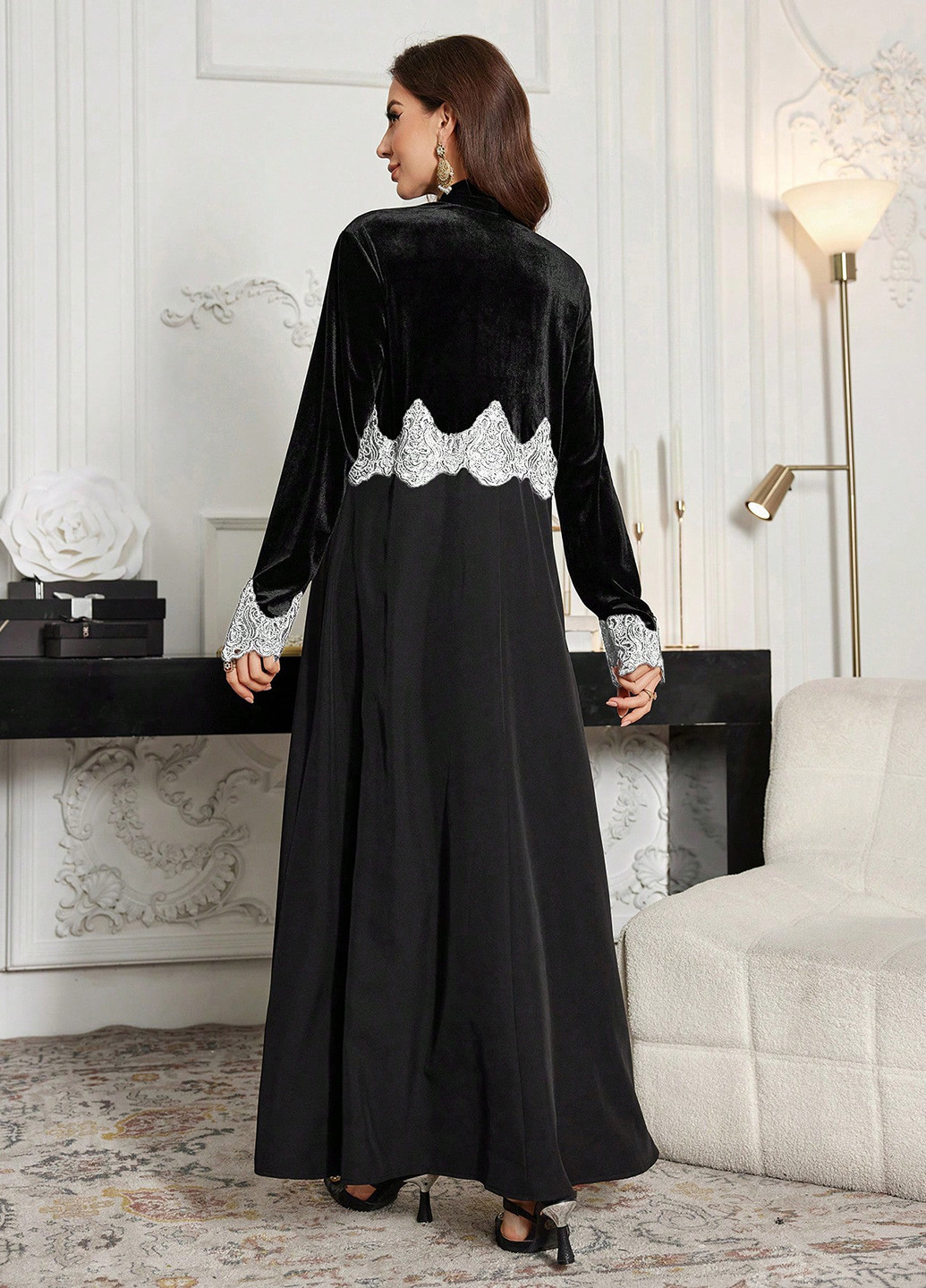 Черное кэжуал, вечернее платье на запах SHEIN однотонное