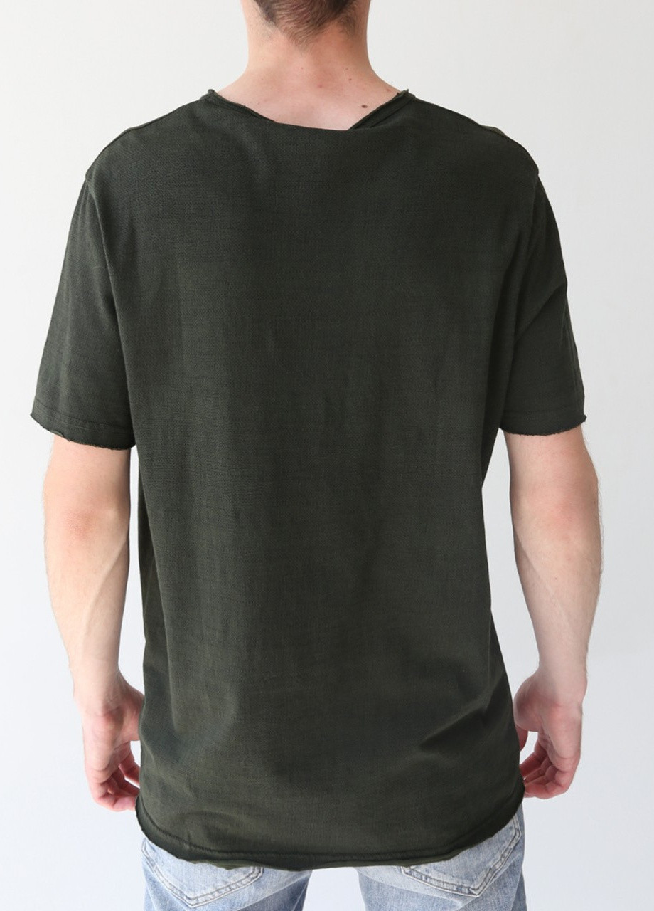 Темно-зеленая футболка мужская темно-зеленая прямая с карманом MCS Прямая