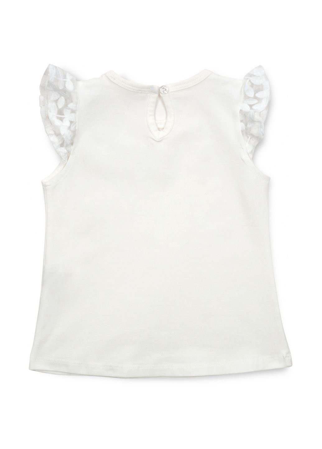 Біла літня футболка дитяча з мереживом (12904-134g-cream) Breeze