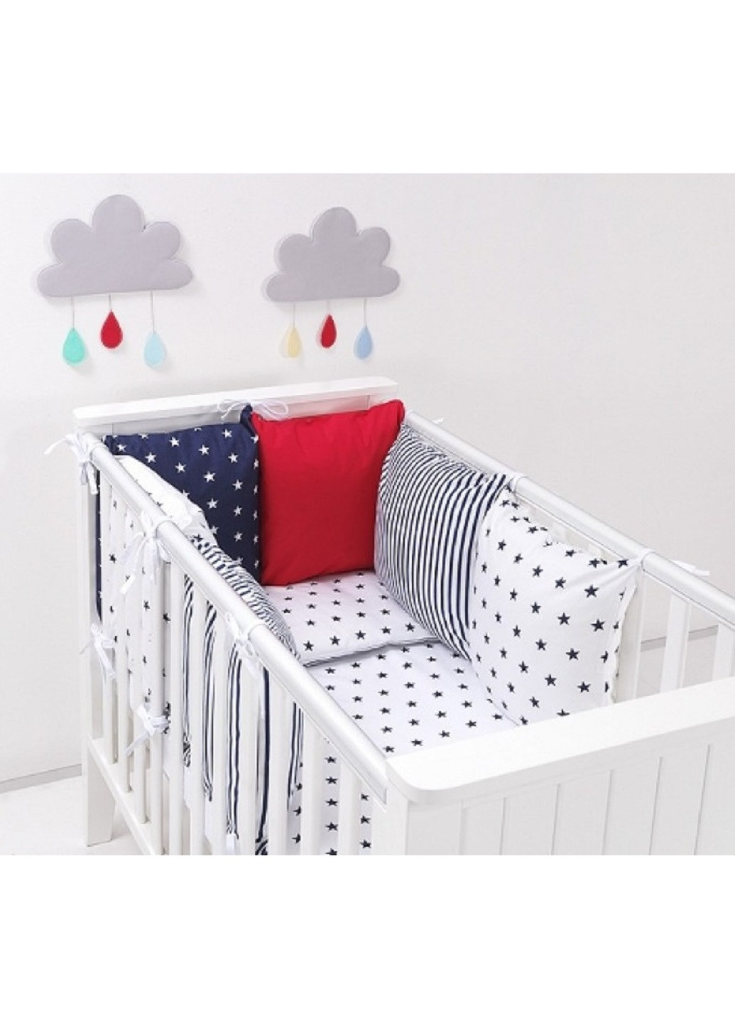 Комплект в дитяче ліжечко ліжко люльку набір бортики захист на три сторони постільна білизна ручної роботи (28586-Нов) Unbranded (253195909)